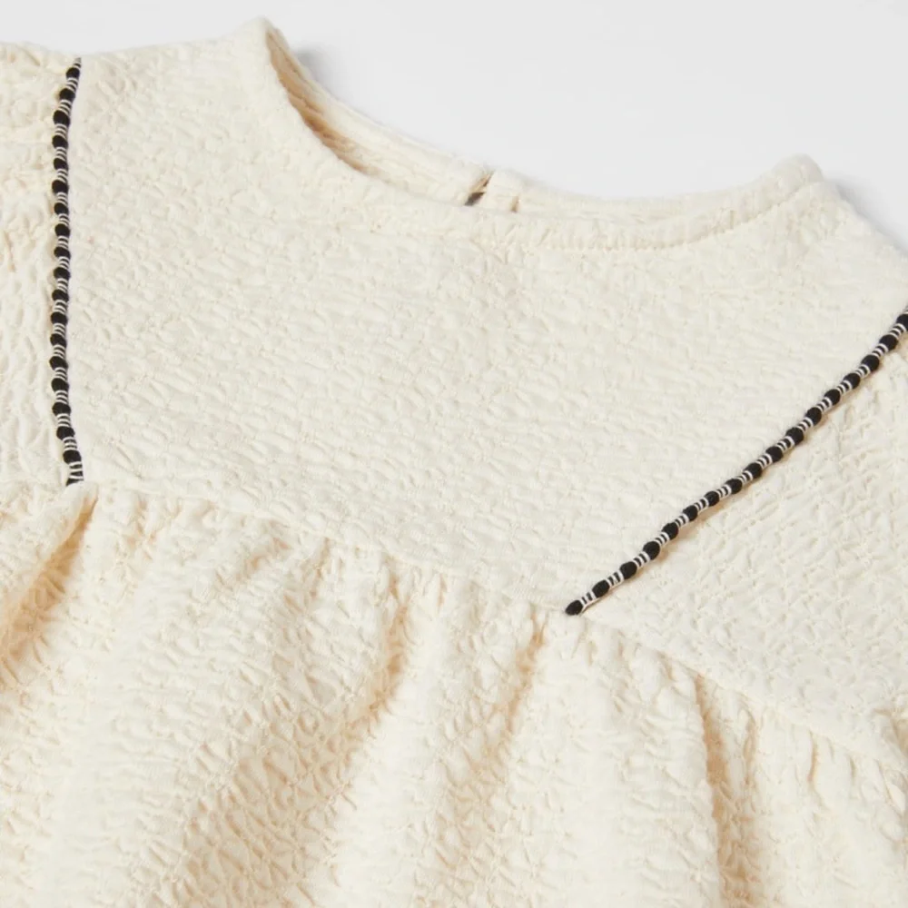 Zara Contrasting Piping Structured Blouse Top